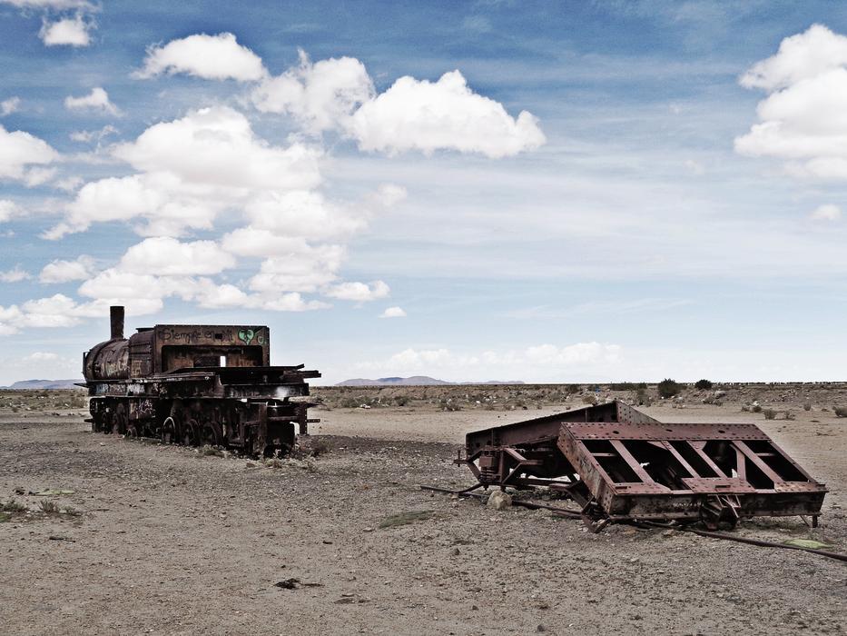 an iron abandoned transport in the field