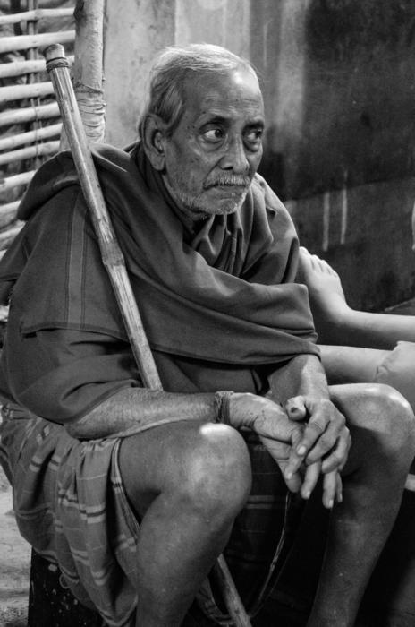 An old man with a stick