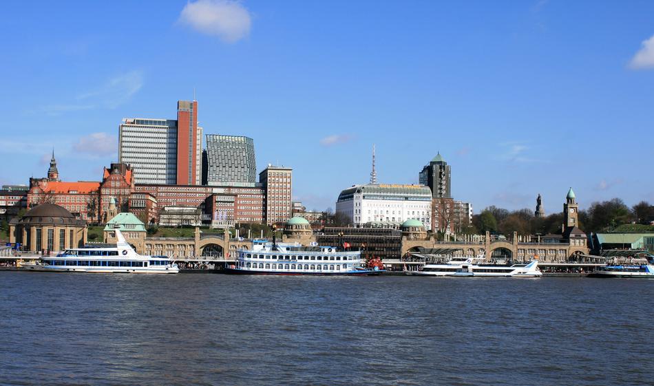 city ships sea clouds