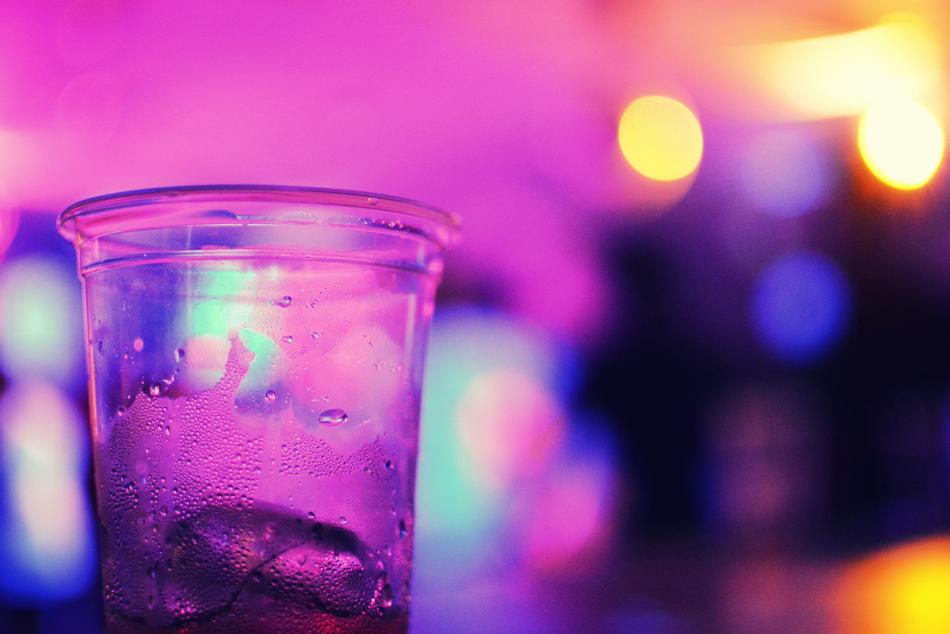 a glass with ice in the club