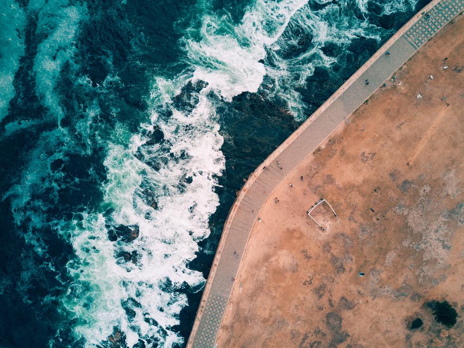 view from the drone to the sea