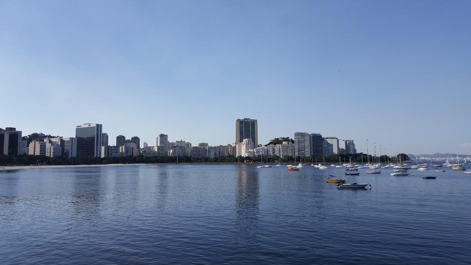 blue landscape with a city