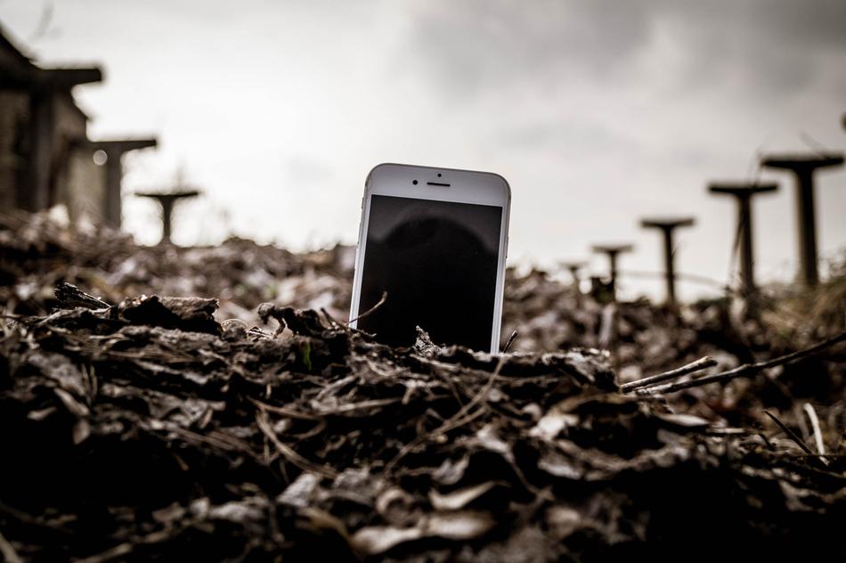iphone in the dry grass