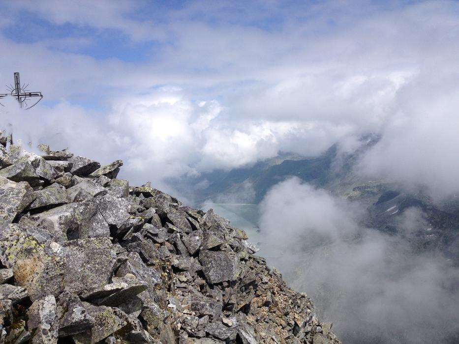 Stone cliff clouds view landscape