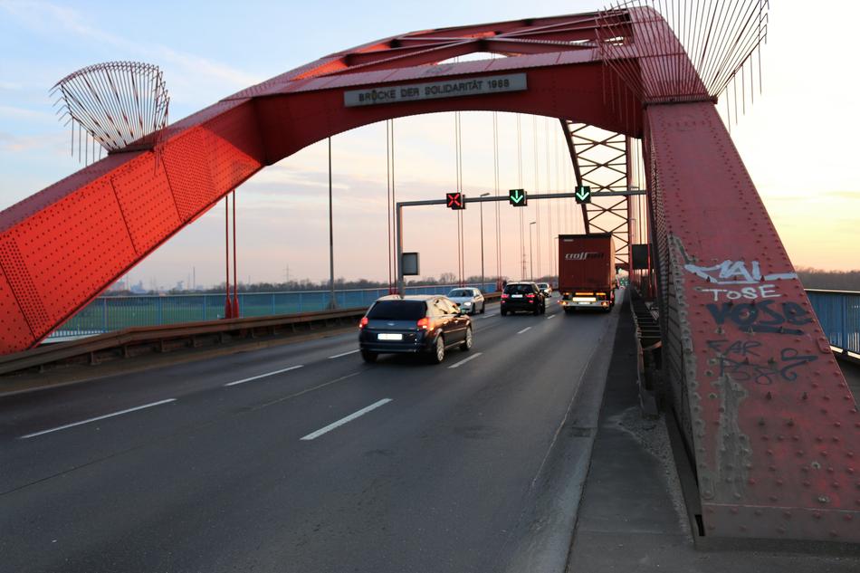 black car with on the bridge