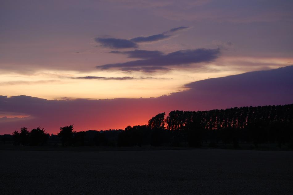 Sunset purple sky view