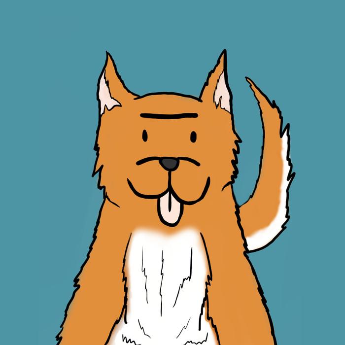 cartoon orange dog on green background