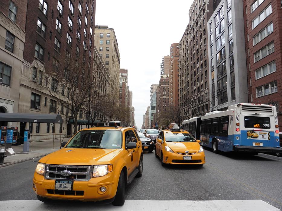 orange cars in the city