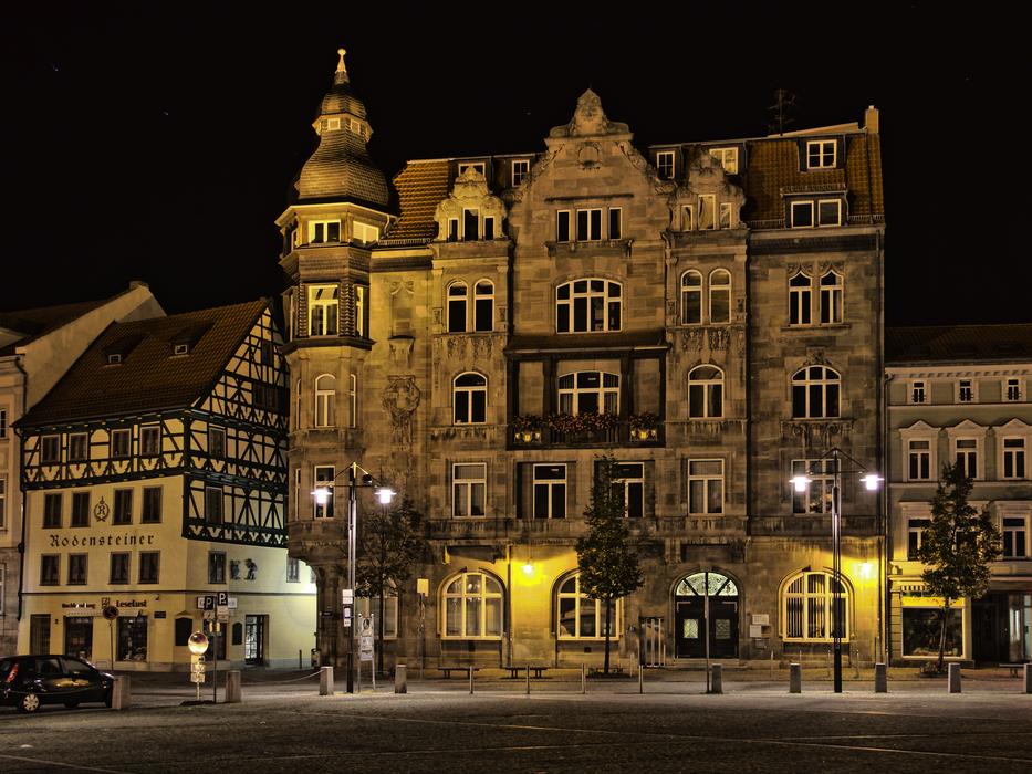 evening building on the street