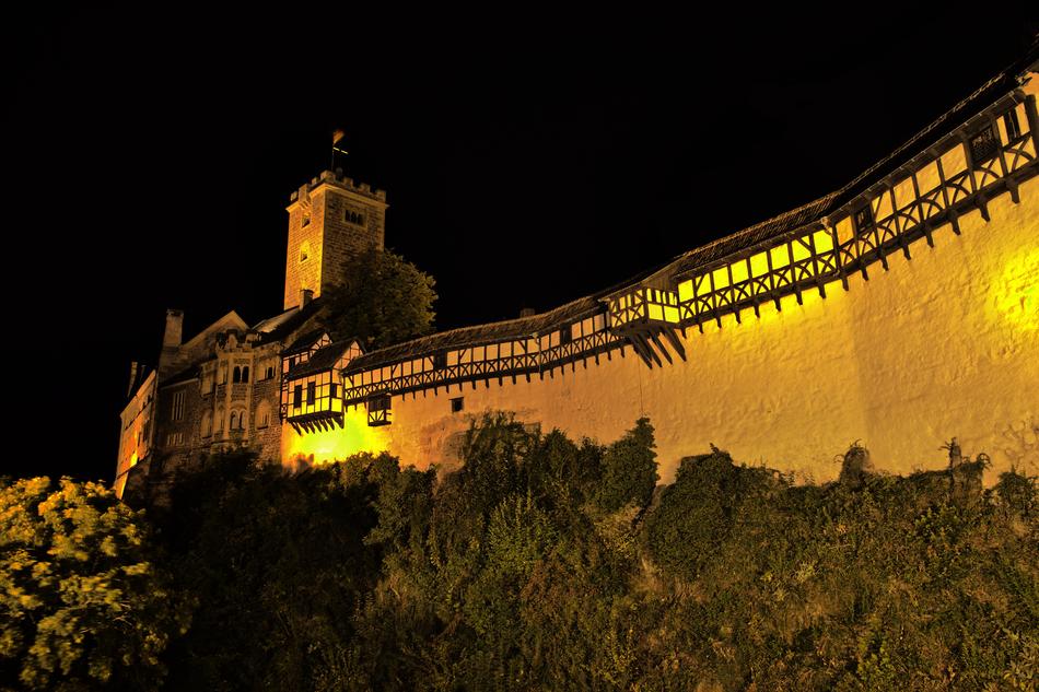 a long wall of lanterns