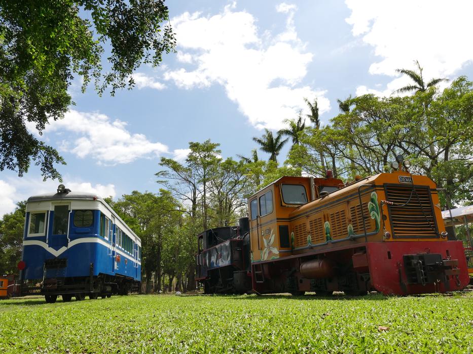 old trains on the grass