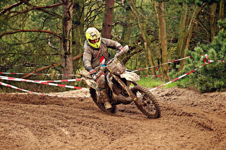 the sport of motorcycling in the woods