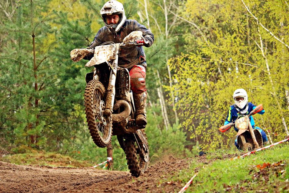 Motorcyclists in the woods