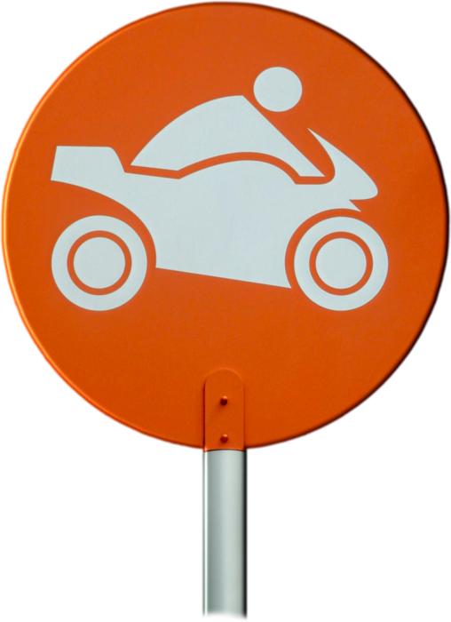 the orange motorcycle sign