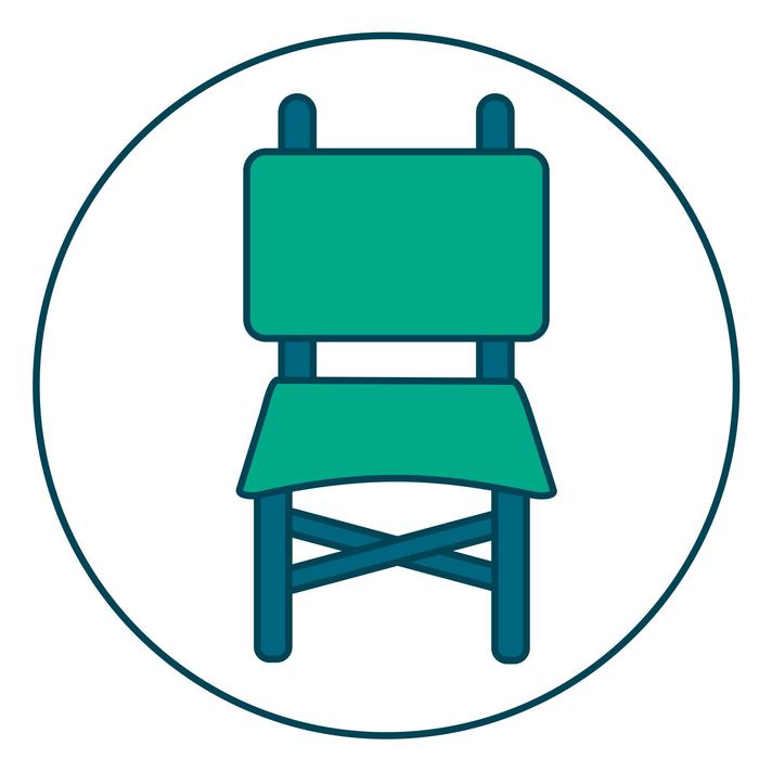 green chair in the sign