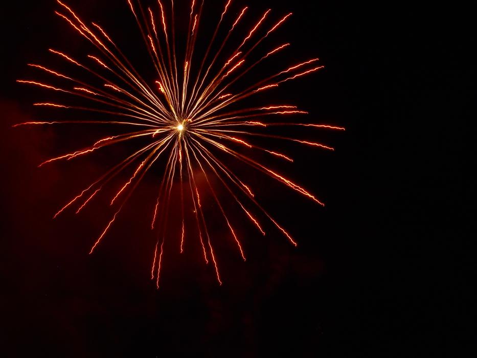red fireworks in the night