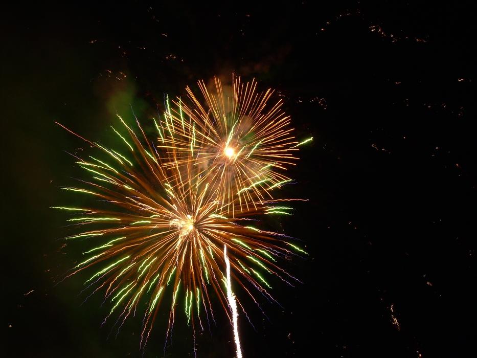 Fireworks show bright landscape