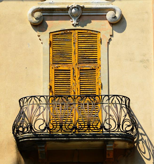 wooden door to the balcony