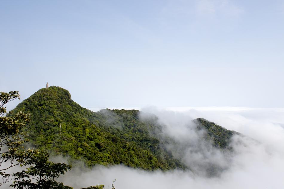 green nature with clouds and mountains