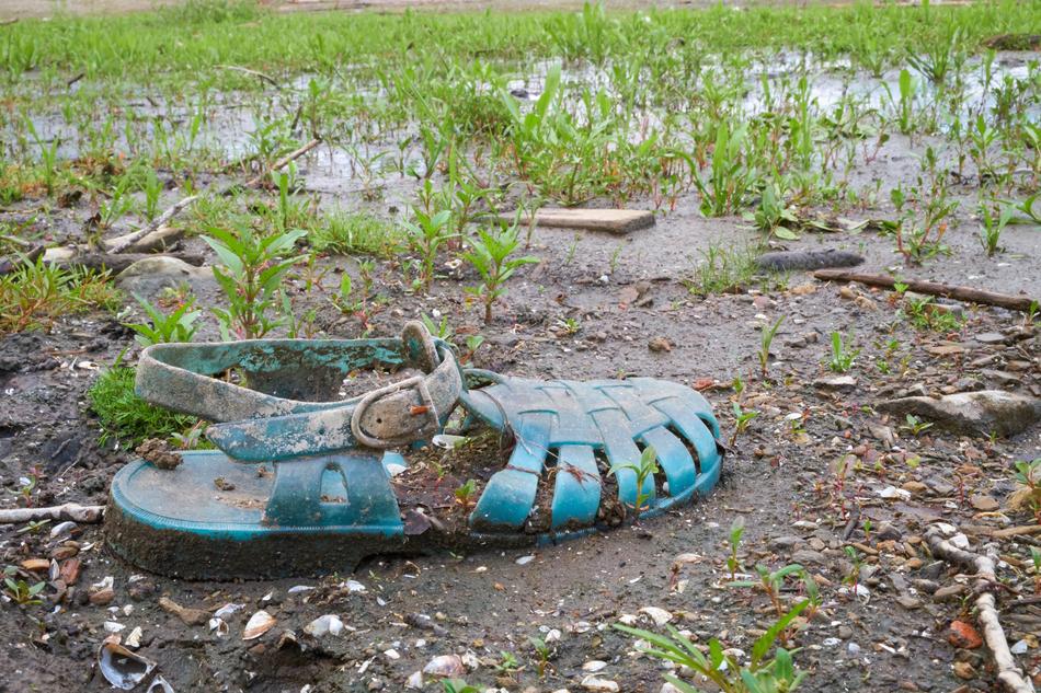 old slipper in the ground