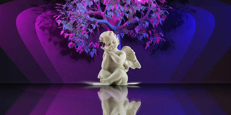 white angel in purple