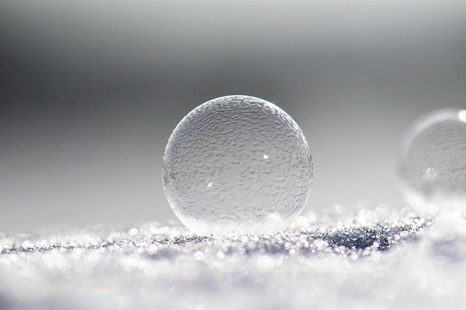 bubble frozen in the snow