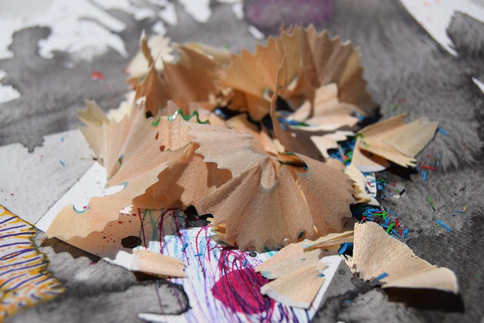 pencil shavings on the stairs