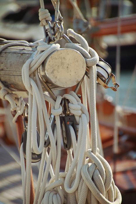 ropes on a wooden block