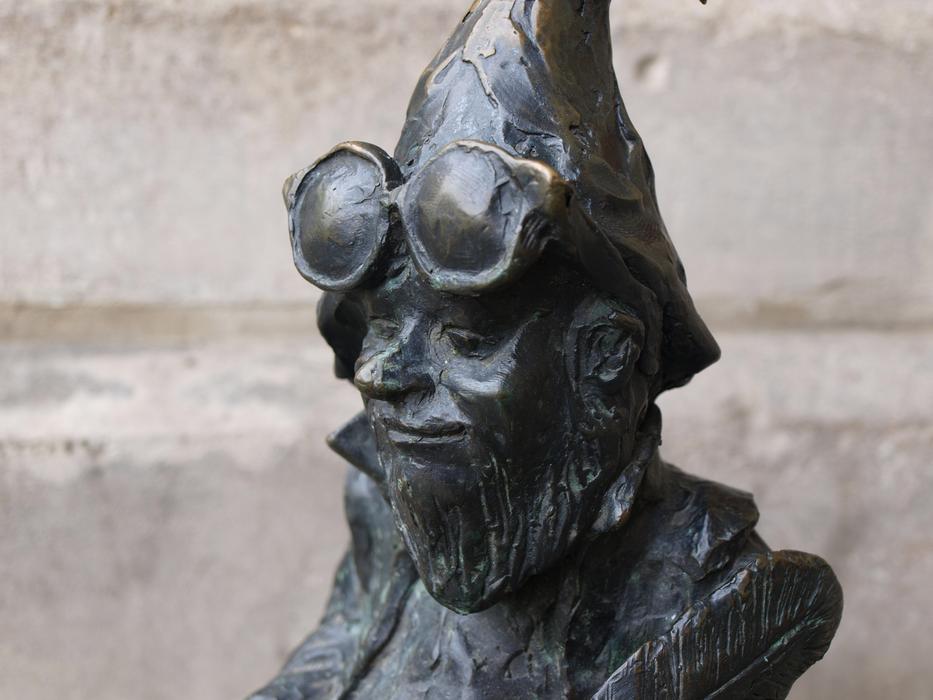 black stone sculpture figure