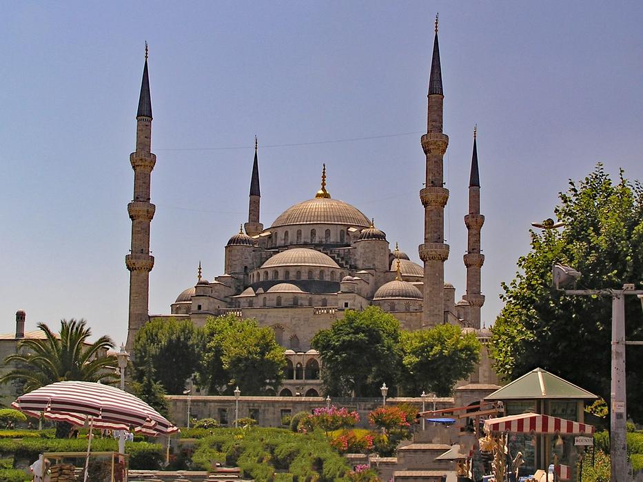 mosque with towers in the trees