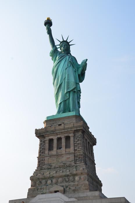 Statue of Liberty green background view
