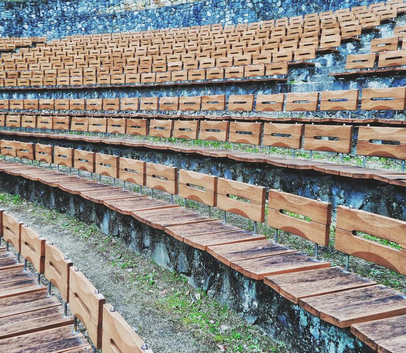 The seats are wooden