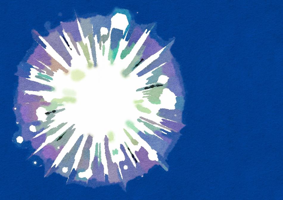 Beautiful and colorful, watercolor painting of the orb at blue background