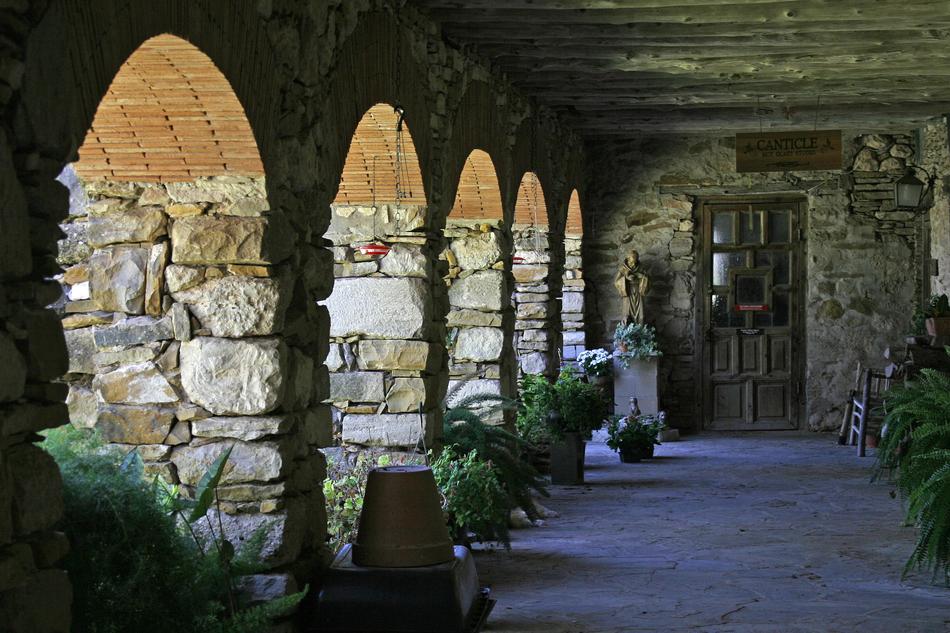 stone arches with a wooden door