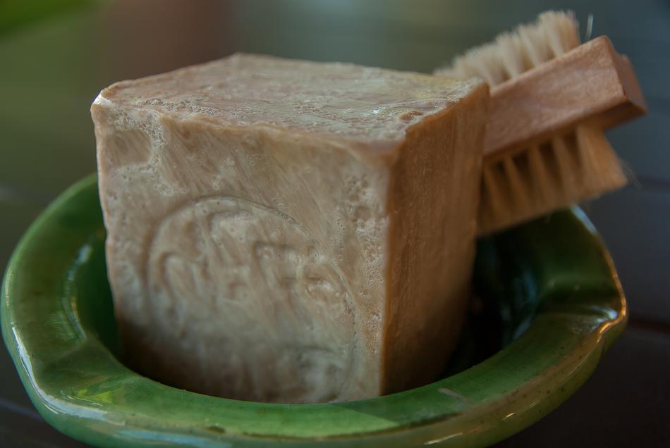 household soap with a brush