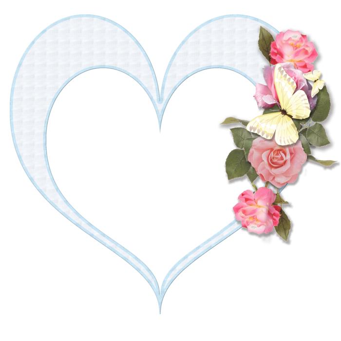 blue heart with flowers