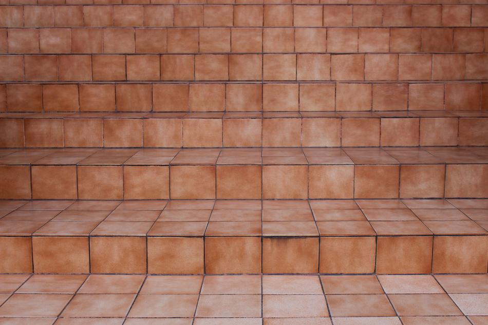 Beautiful, brown ceramic tiles on the steps, of the different shades
