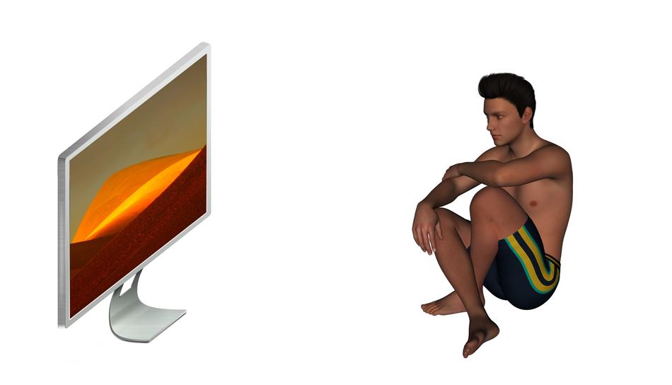 clipart of painted young man in front of tv