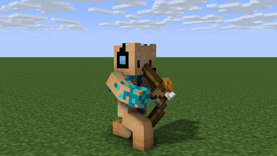 a man with a bow on the green grass
