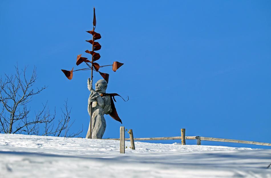 sculpture on a blue sky background