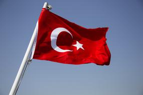 Turkish flag against a clear blue sky