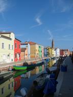 colored houses with a river in the city