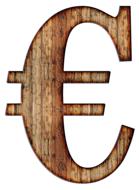 wooden euro icon on white background