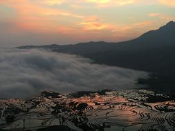 cloud land grass mountain