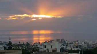 landscape of the sunset rays at sky
