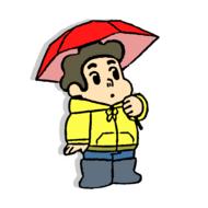 funny cartoon boy with umbrella