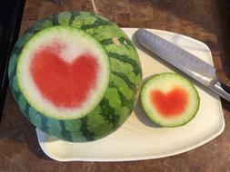 heart carved in a watermelon