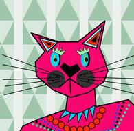 cat red drawing