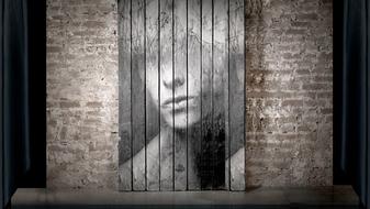black and white portrait on theatrical stage
