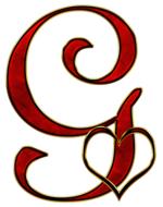 red letter with heart on white background